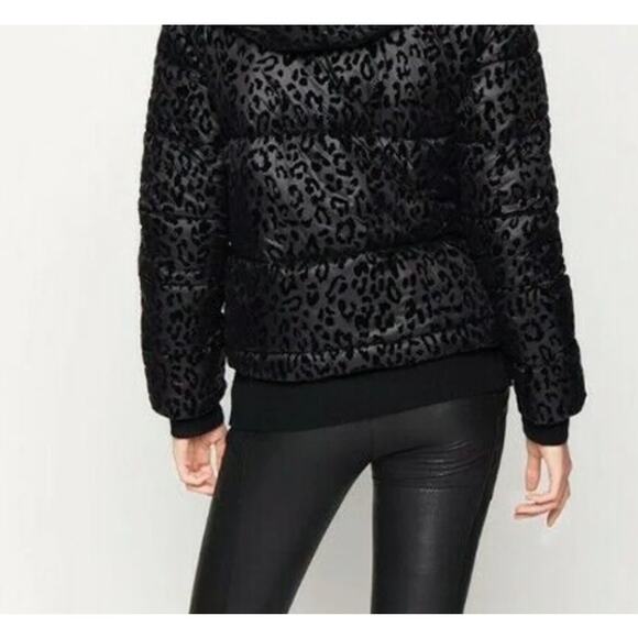 NWT BCBGeneration Hooded Midweight Puffer Jacket in Black/Leopard size XS - Picture 2 of 11